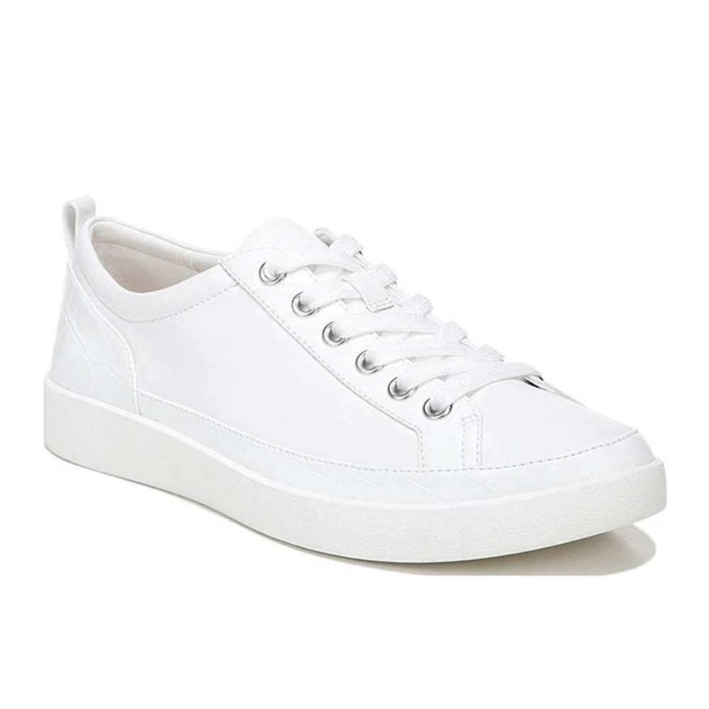 Vionic Winny White Leather Croc Embossed Lace Up Orthotic Sneakers‎